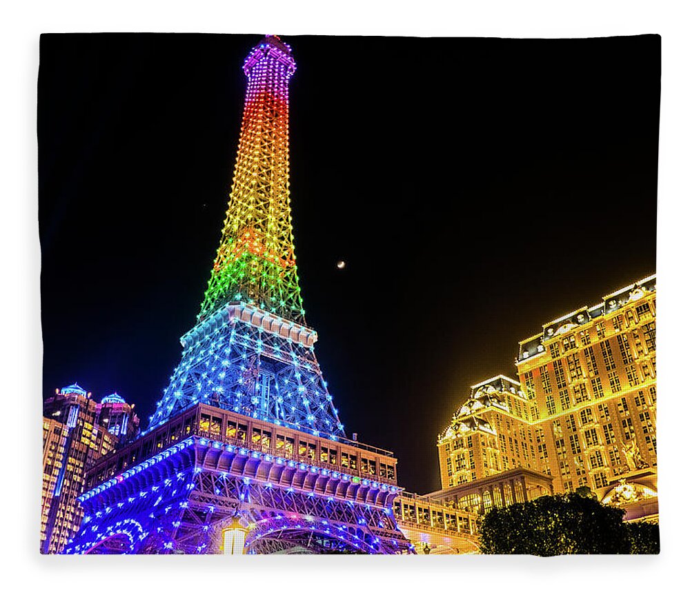 Hotel Fleece Blanket featuring the photograph Parisian Hotel at Night by Arj Munoz