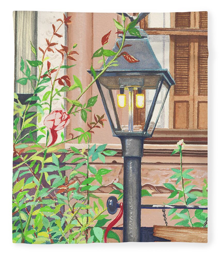 Park Slope Lamp Brooklyn Ny Fleece Blanket featuring the painting Park Slope Lamp Brooklyn NY 1982 by William Hart McNichols