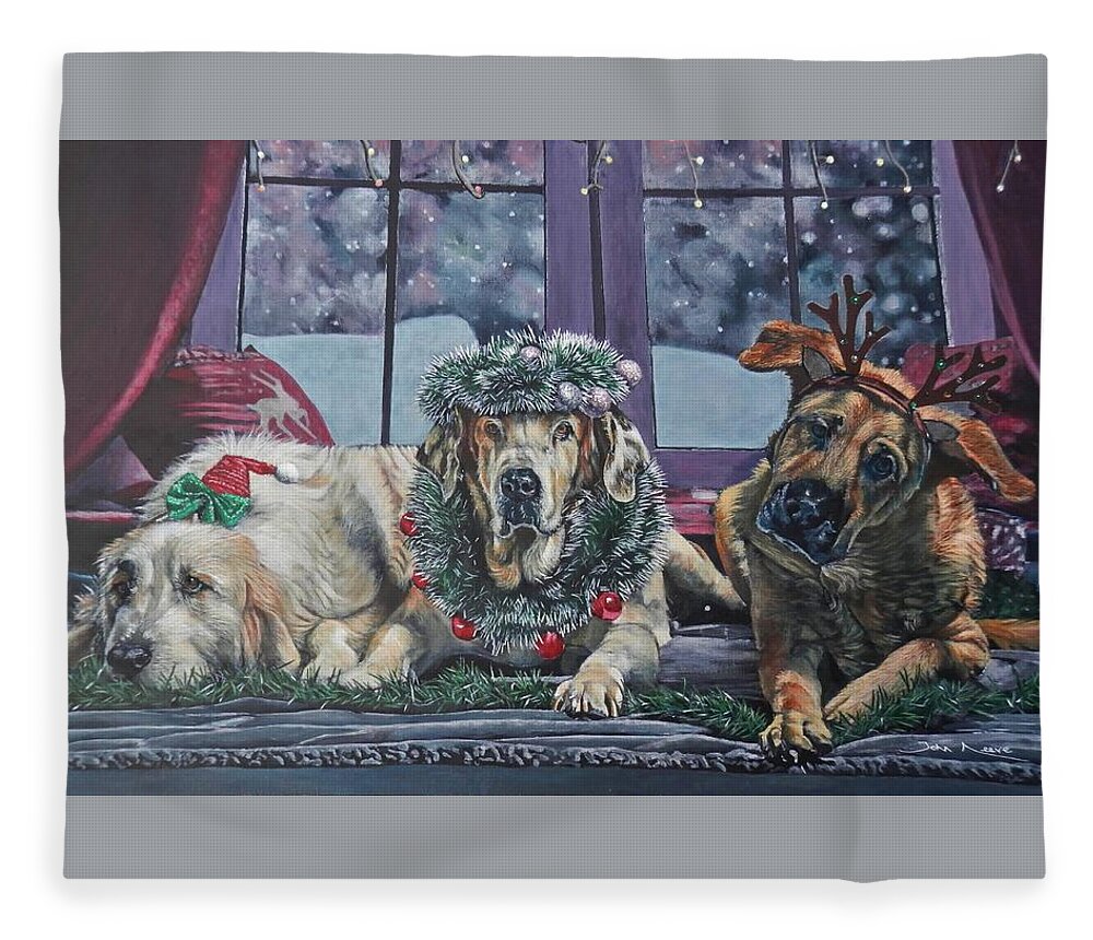 Christmas Fleece Blanket featuring the painting Party Time by John Neeve