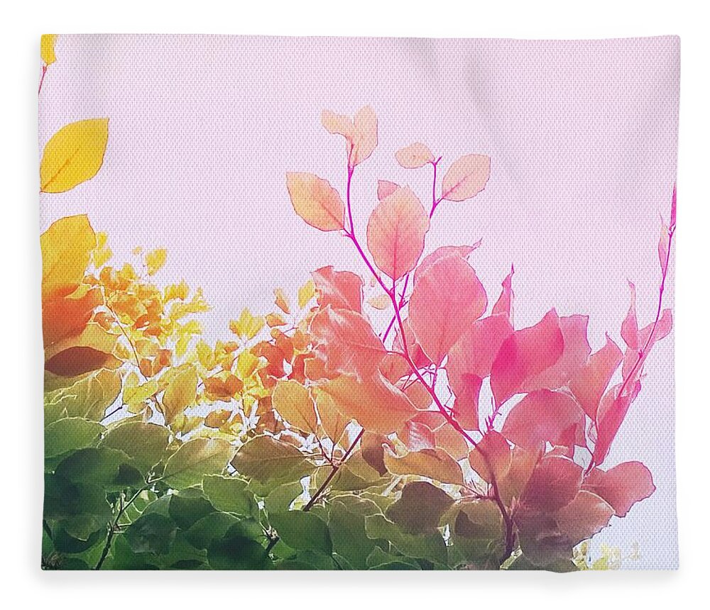 Pastel Fleece Blanket featuring the digital art Pastel Leaves on canvas by Itsonlythemoon -