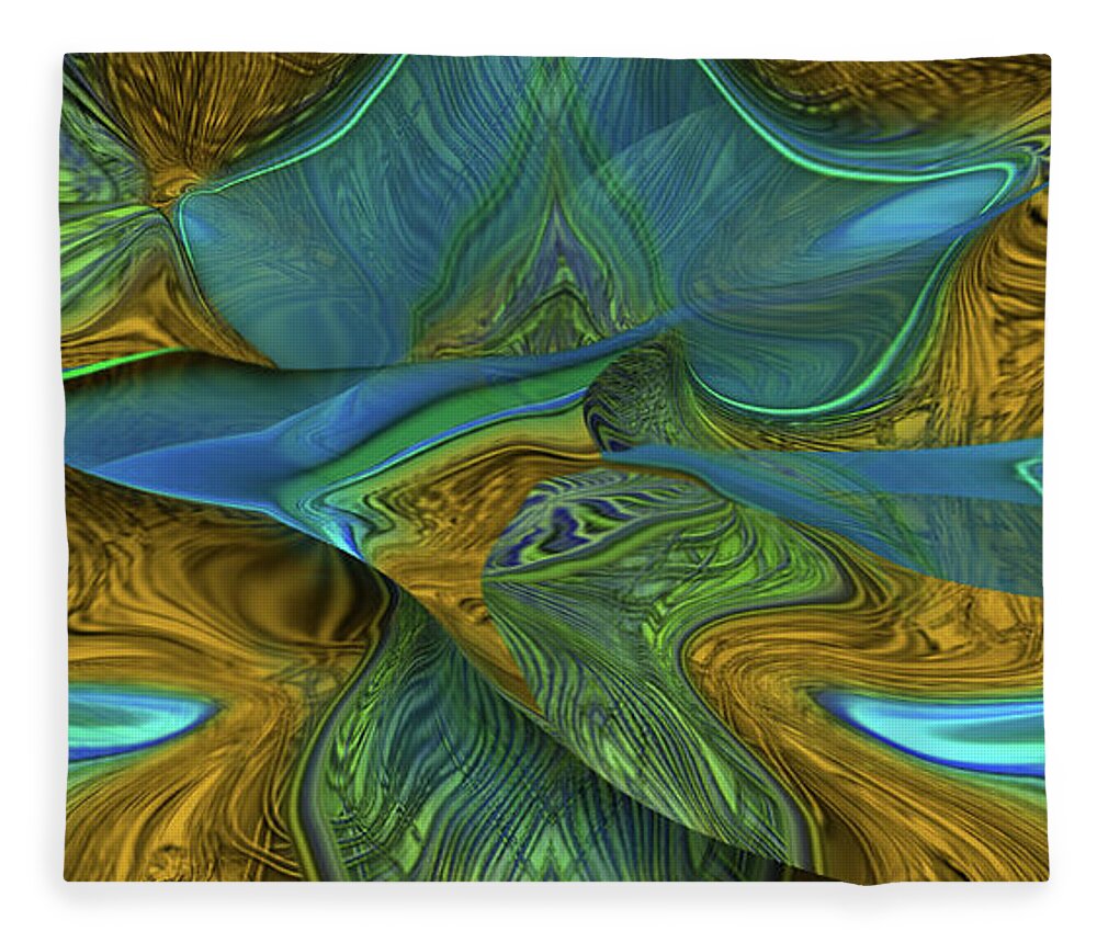 Abstractions Fantasy Landscapes Color And Form Art Painted Virtually Tampa Florida Mighty Sight Studio Design Psychedelic Fleece Blanket featuring the digital art Pastilha Elastica by Steve Sperry