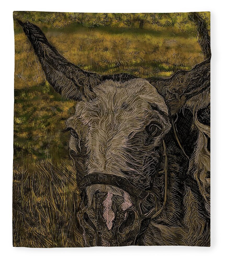 Donkey Fleece Blanket featuring the digital art Patches by Angela Weddle