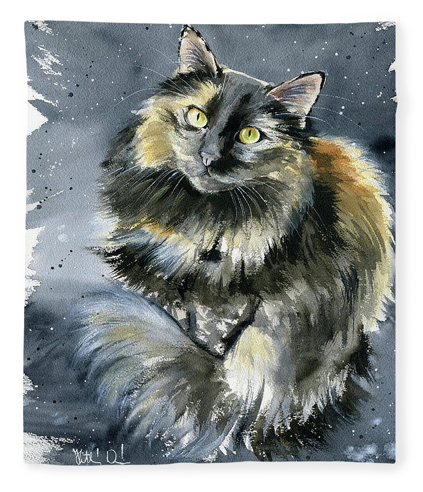 Patches Tortoiseshell Cat Painting Fleece Blanket by Dora Hathazi Mendes -  Pixels Merch