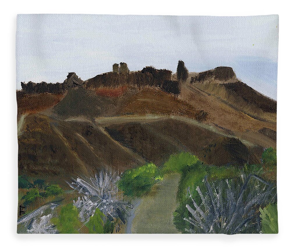 Mountain Fleece Blanket featuring the painting Path Not Taken by Linda Feinberg