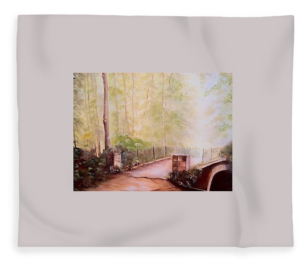 Pathways Fleece Blanket featuring the painting Path to Peace by Juliette Becker