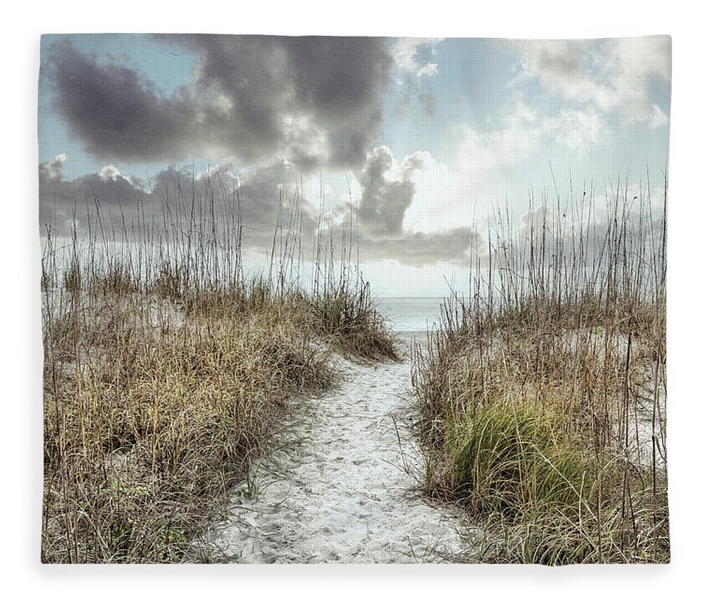 Clouds Fleece Blanket featuring the photograph Pathway into Sunrise in Soft Tones by Debra and Dave Vanderlaan