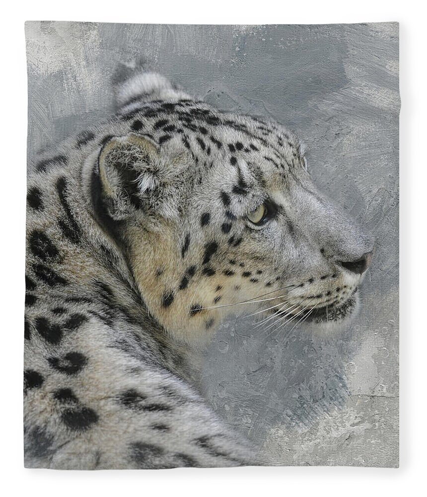 Animal Fleece Blanket featuring the photograph Patient Snow Leopard by Jai Johnson