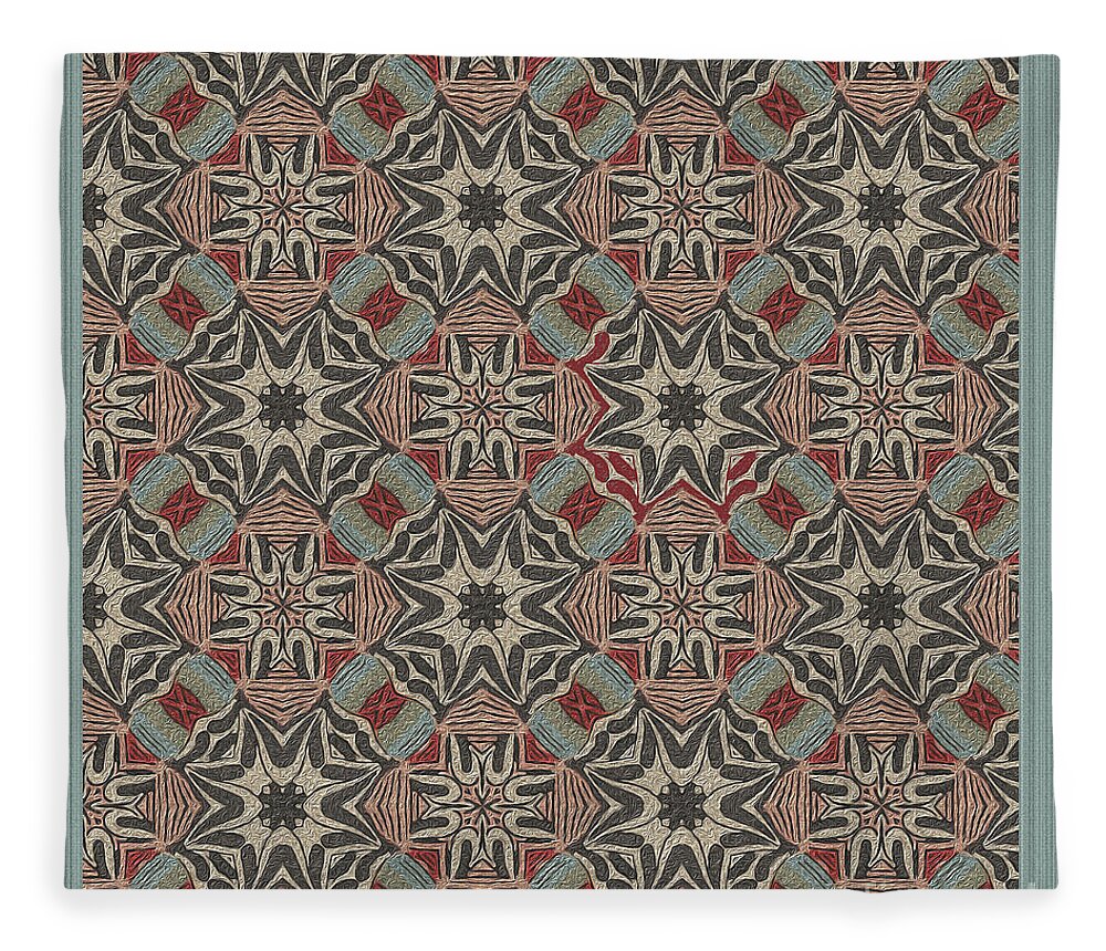 Kaleidoscope Fleece Blanket featuring the digital art Pattern inspired by Arts and Crafts movement by Bentley Davis