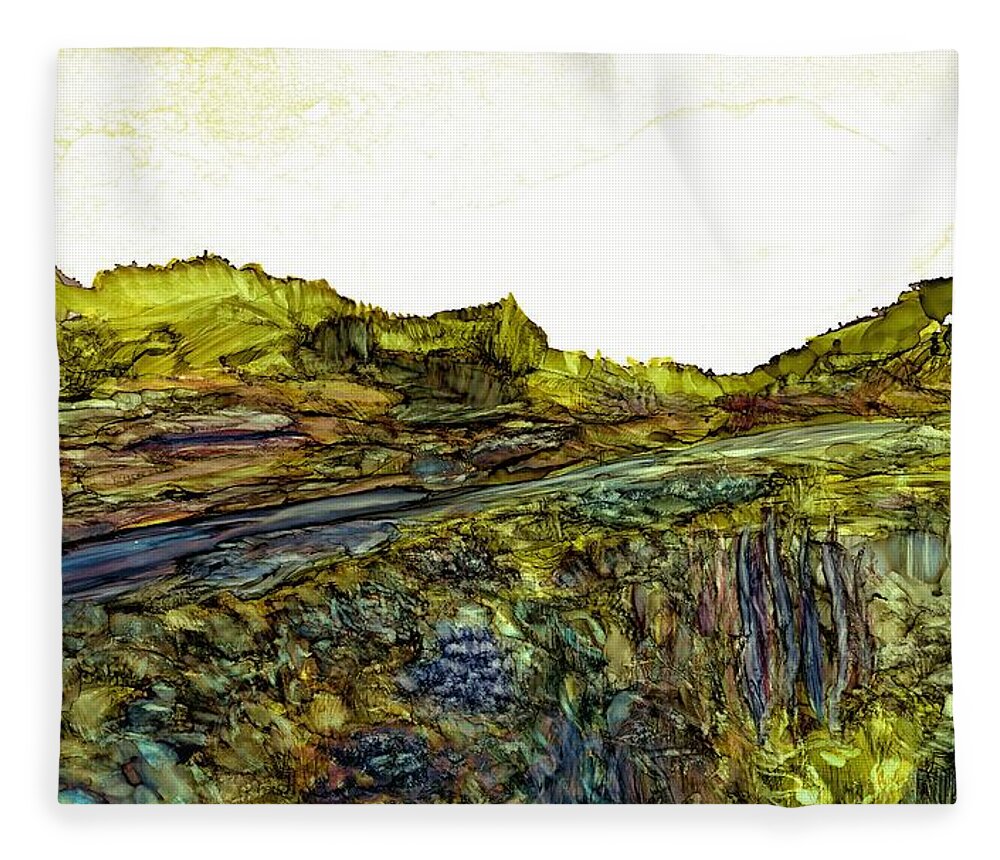 Still Fleece Blanket featuring the painting Peace in Pilar by Angela Marinari