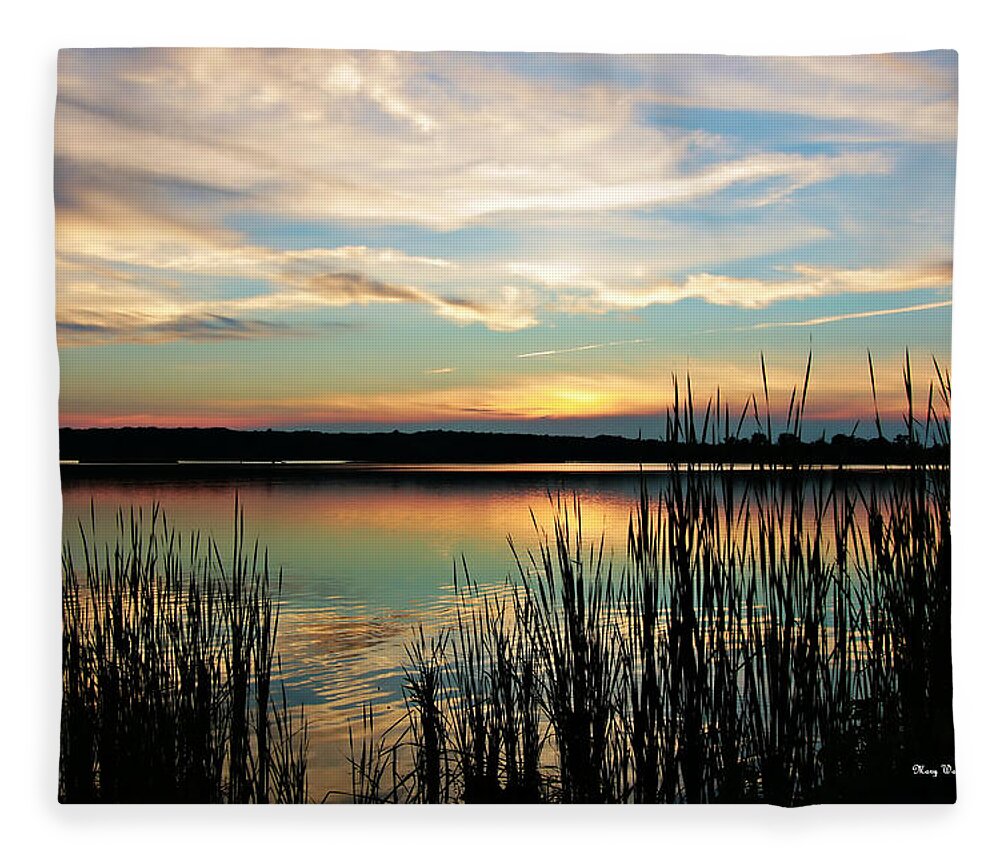 Lake Sunset Fleece Blanket featuring the photograph Peaceful Sunset by Mary Walchuck