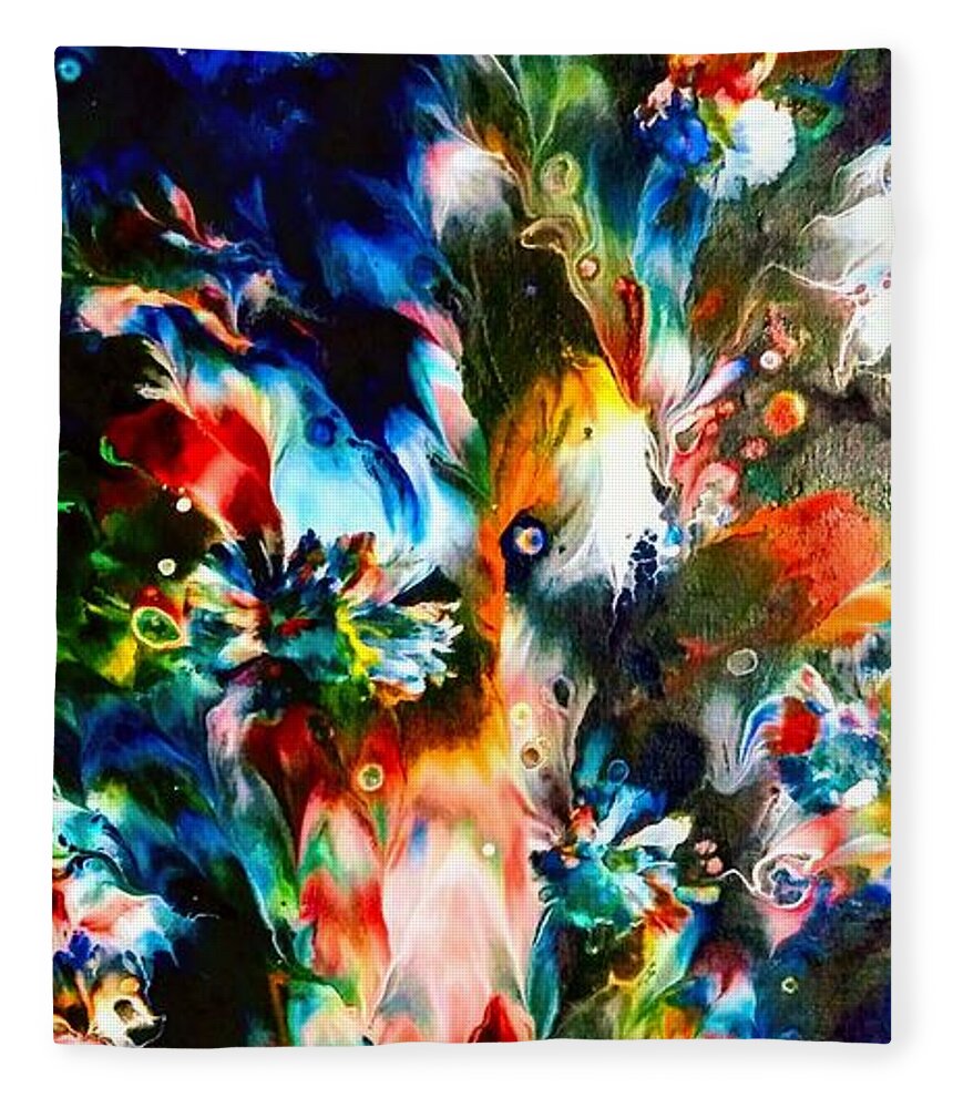 Peacock Fleece Blanket featuring the painting Peacock by Anna Adams