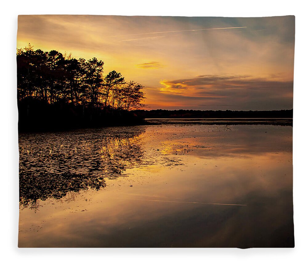 Sunset Fleece Blanket featuring the photograph Peconic Sunset by Cathy Kovarik
