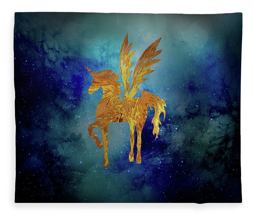 Pegasus Fleece Blanket featuring the digital art Pegasus in Space by Sambel Pedes