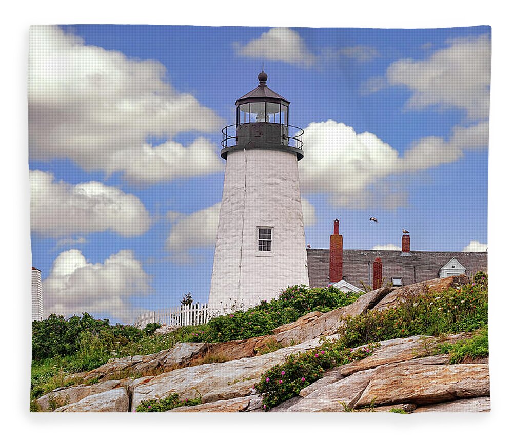 Maine Fleece Blanket featuring the photograph Pemaquid Point Lighthouse by Mitchell R Grosky