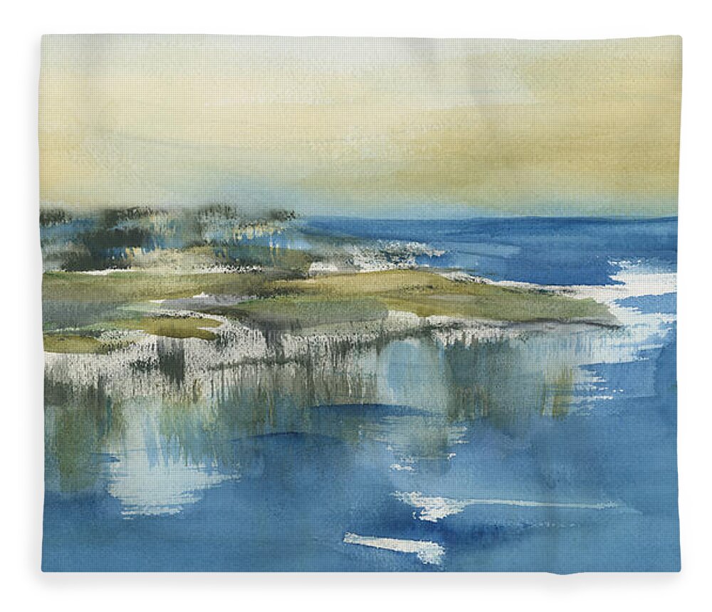 Peninsula Sunset Fleece Blanket featuring the painting Peninsula Sunset by Frank Bright