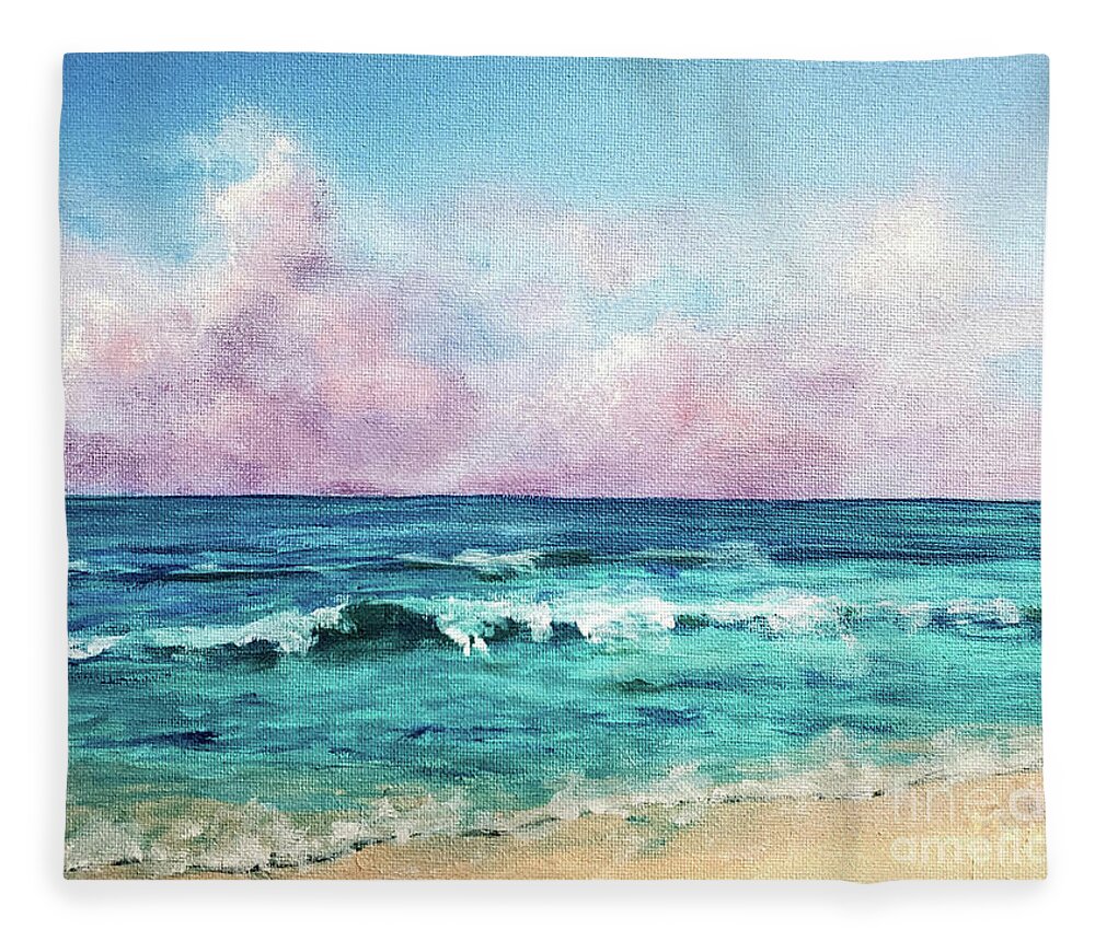 White Sands Fleece Blanket featuring the painting Pensacola Beach by Zan Savage