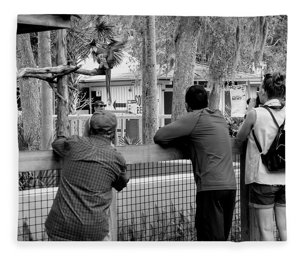 Street Scene Fleece Blanket featuring the photograph People with Cameras at the Zoo by Valerie Collins