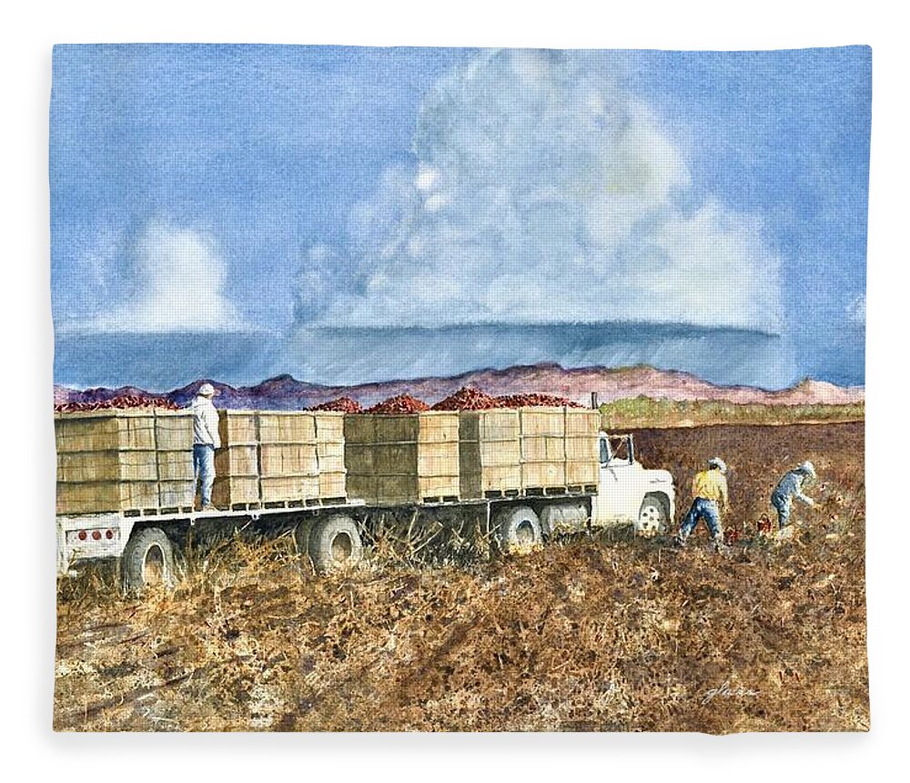 Peppers Fleece Blanket featuring the painting Pepper Fields by John Glass