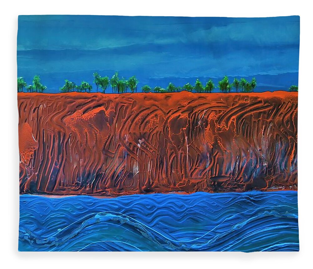 Seascape Fleece Blanket featuring the painting Pera by Joan Stratton
