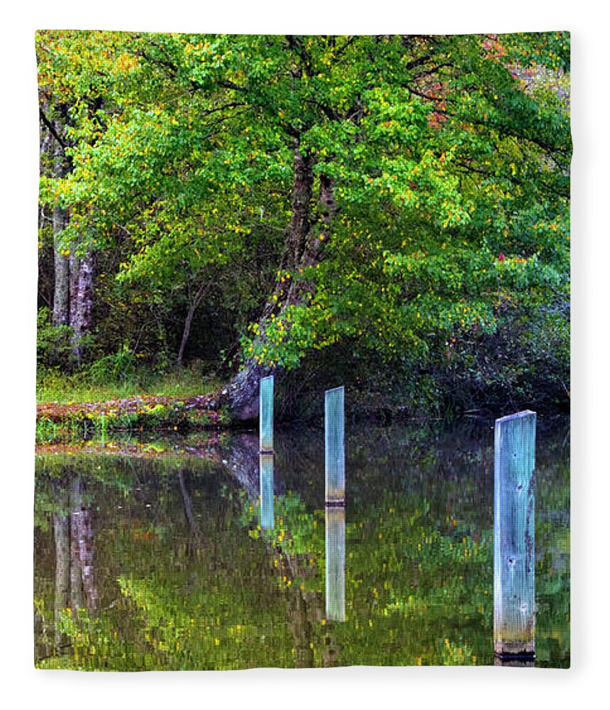 Carolina Fleece Blanket featuring the photograph Perfect Autumn Reflections II by Debra and Dave Vanderlaan