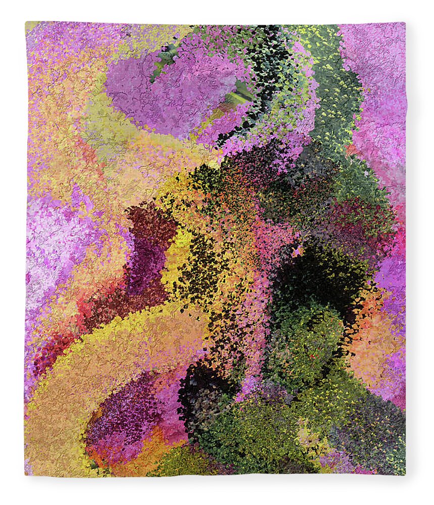 Abstract Fleece Blanket featuring the digital art Perseverance with Purple by Bentley Davis