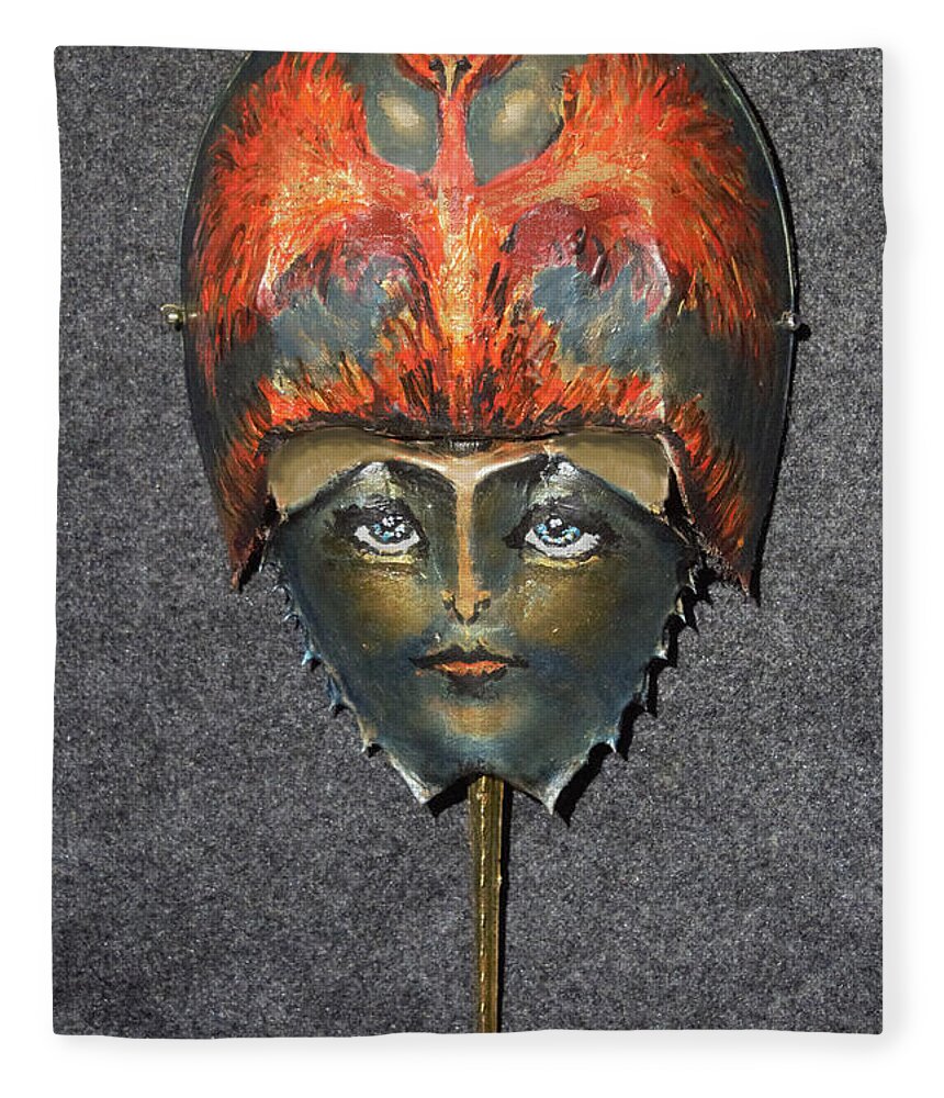  Fleece Blanket featuring the painting Phoenix Helmeted Warrior Princess by Roger Swezey