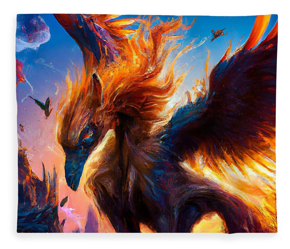 Digital Fleece Blanket featuring the digital art Phoenix The Vicious by Beverly Read