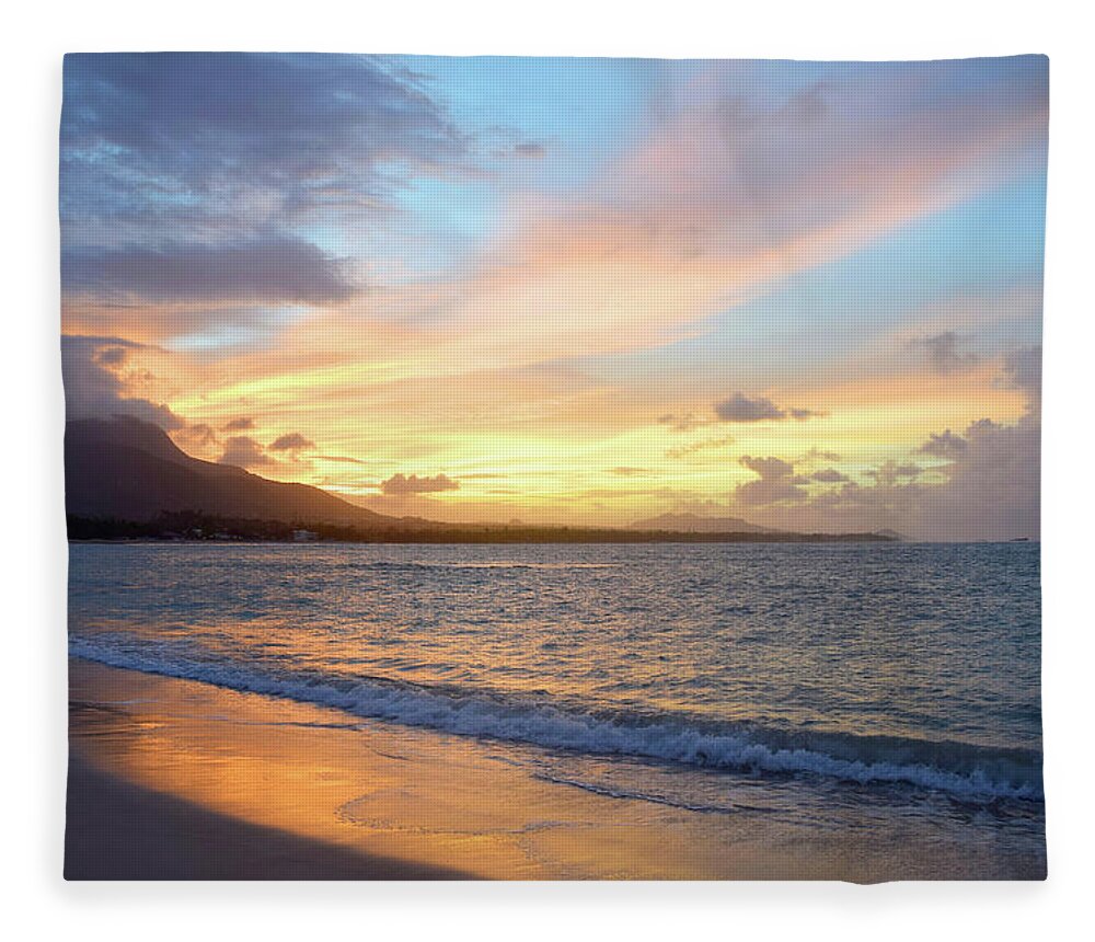 Beach Fleece Blanket featuring the photograph Photo 110 Beach sunset by Lucie Dumas