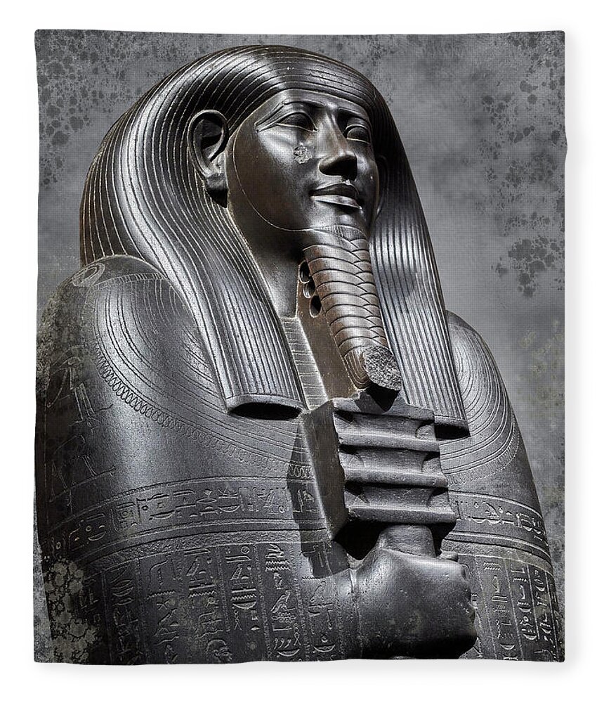 Ancient Egyptian Sarcophagus Fleece Blanket featuring the sculpture The After life - Photo of Ancient Egyptian Sarcophagus of Ibi #1 by Paul E Williams