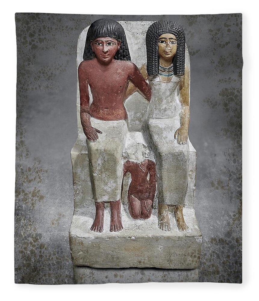 Ancient Egyptian Statue Fleece Blanket featuring the sculpture The After life - Photo of Ancient Egyptian statue #1 by Paul E Williams