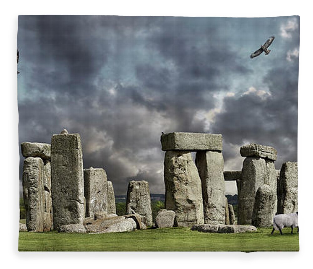 Landscapes Fleece Blanket featuring the photograph Ancient Stone - Photo of Stonehenge stone circle #1 by Paul E Williams