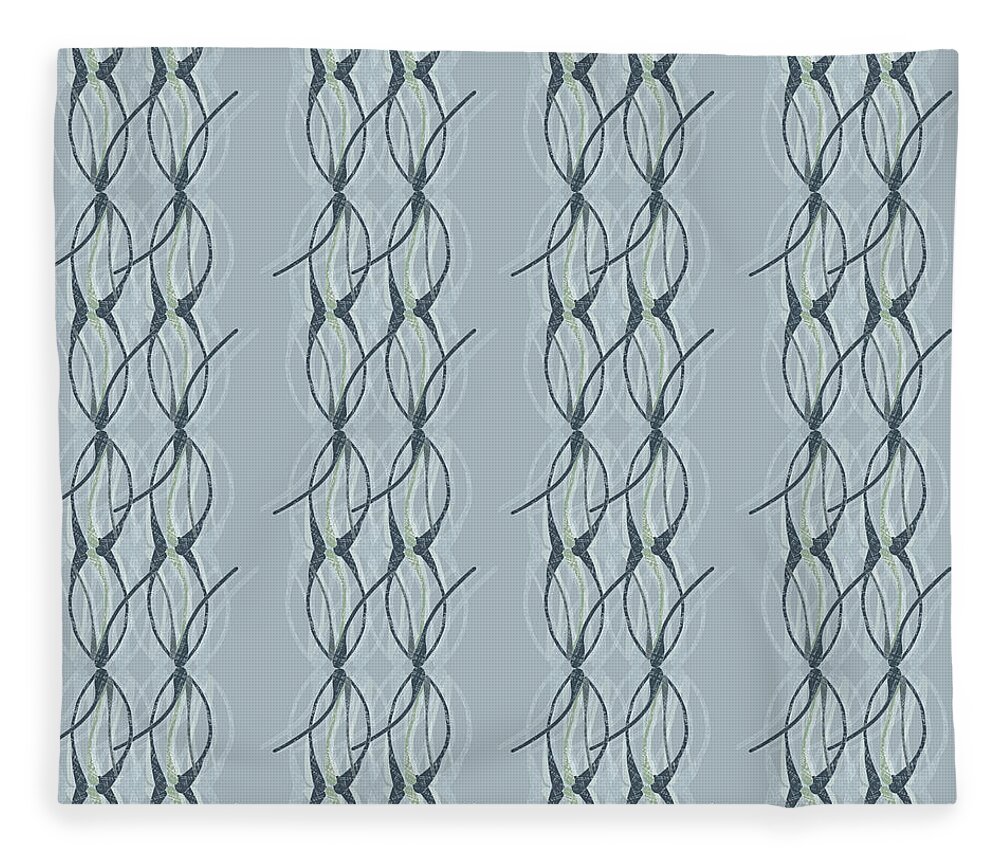 Geometric Fleece Blanket featuring the digital art Pine Geometric Light Blue Shadows by Sand And Chi