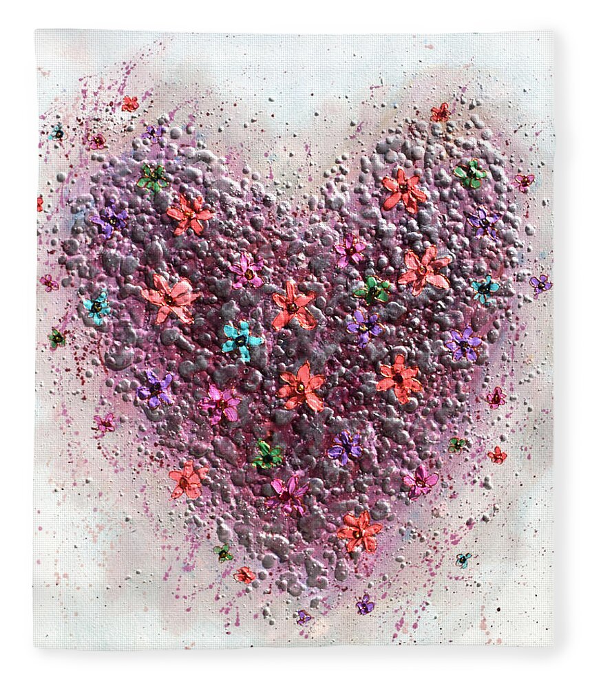 Heart Fleece Blanket featuring the painting Pink Heart by Amanda Dagg
