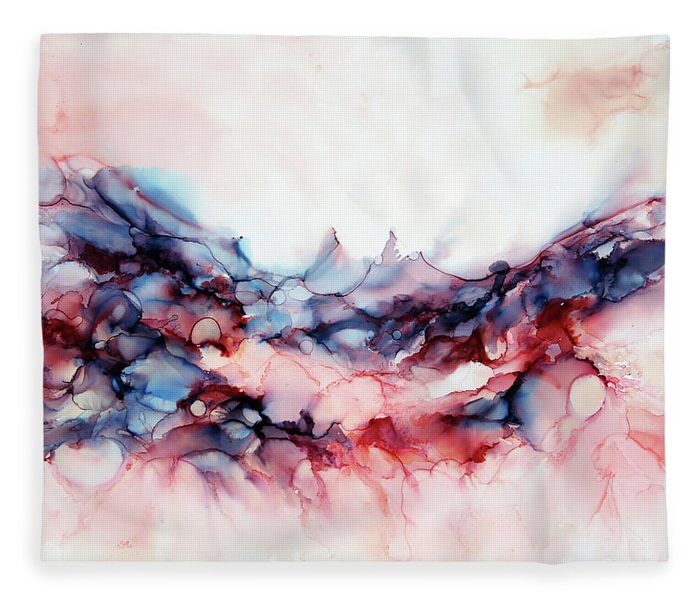 Pink Fleece Blanket featuring the painting Pink Horizon by Katrina Nixon