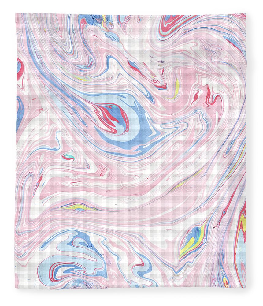 Marble Fleece Blanket featuring the painting Pink Marble Pastel Blush Painting by Modern Art