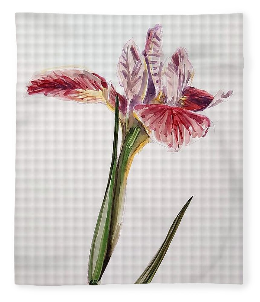 Flower Fleece Blanket featuring the painting Pink Orchid by George Cret