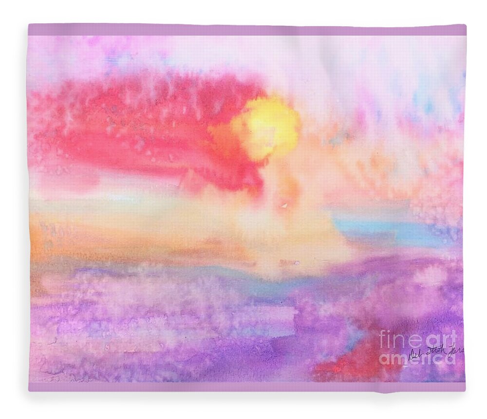 Water Fleece Blanket featuring the painting Pink Painted Sky by Deb Stroh-Larson