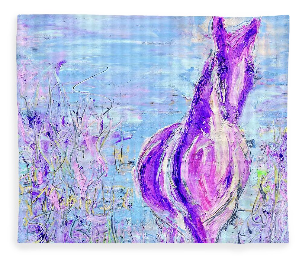 Pink Horse Fleece Blanket featuring the painting Pink Pony Painting by Patty Donoghue