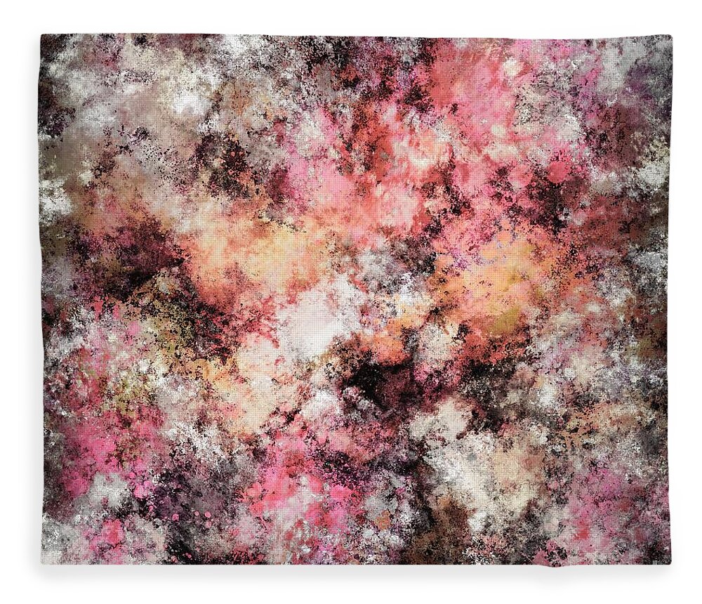 Pinks Fleece Blanket featuring the digital art Pink stone by Keith Mills
