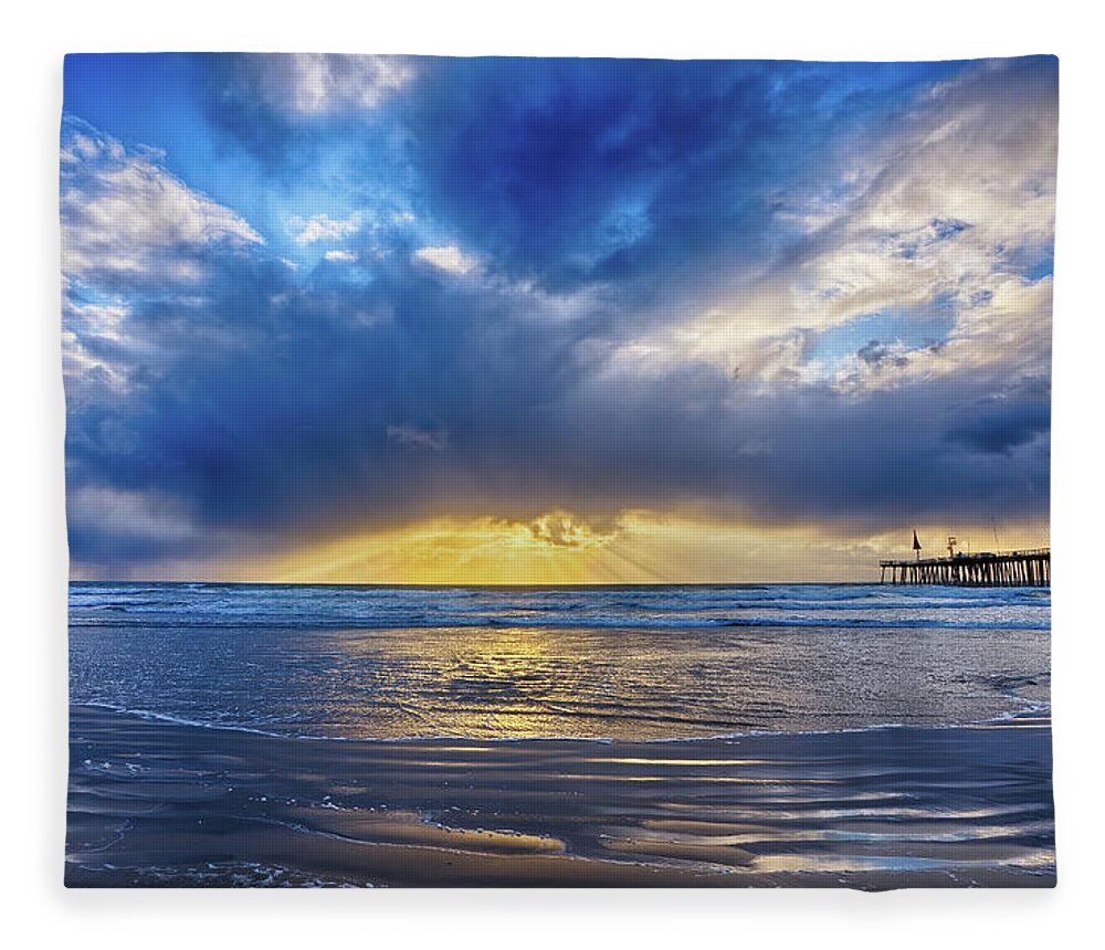 Sunset Fleece Blanket featuring the photograph Pismo Storm by Beth Sargent