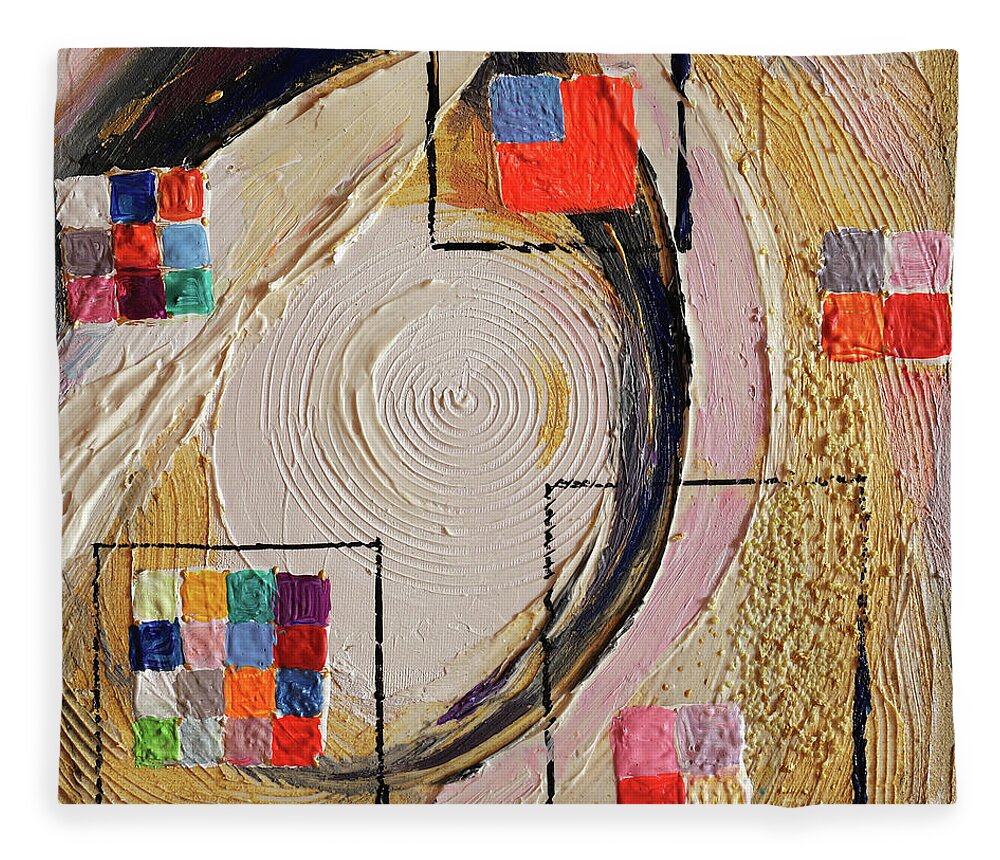 Geometric Art Fleece Blanket featuring the painting Pixelization #4 by Elena Kotliarker