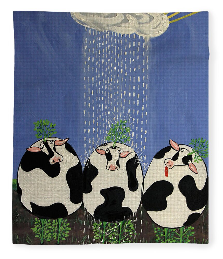 100% Plant Based Beef Fleece Blanket featuring the painting Plant Based Beef by Anthony Falbo