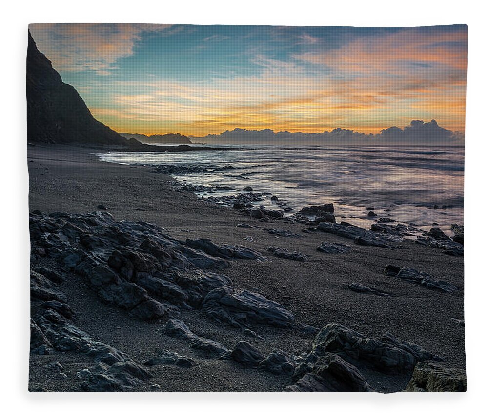 Central America Fleece Blanket featuring the photograph Playa Escondida at sunrise-Samara-Costa Rica by Henri Leduc