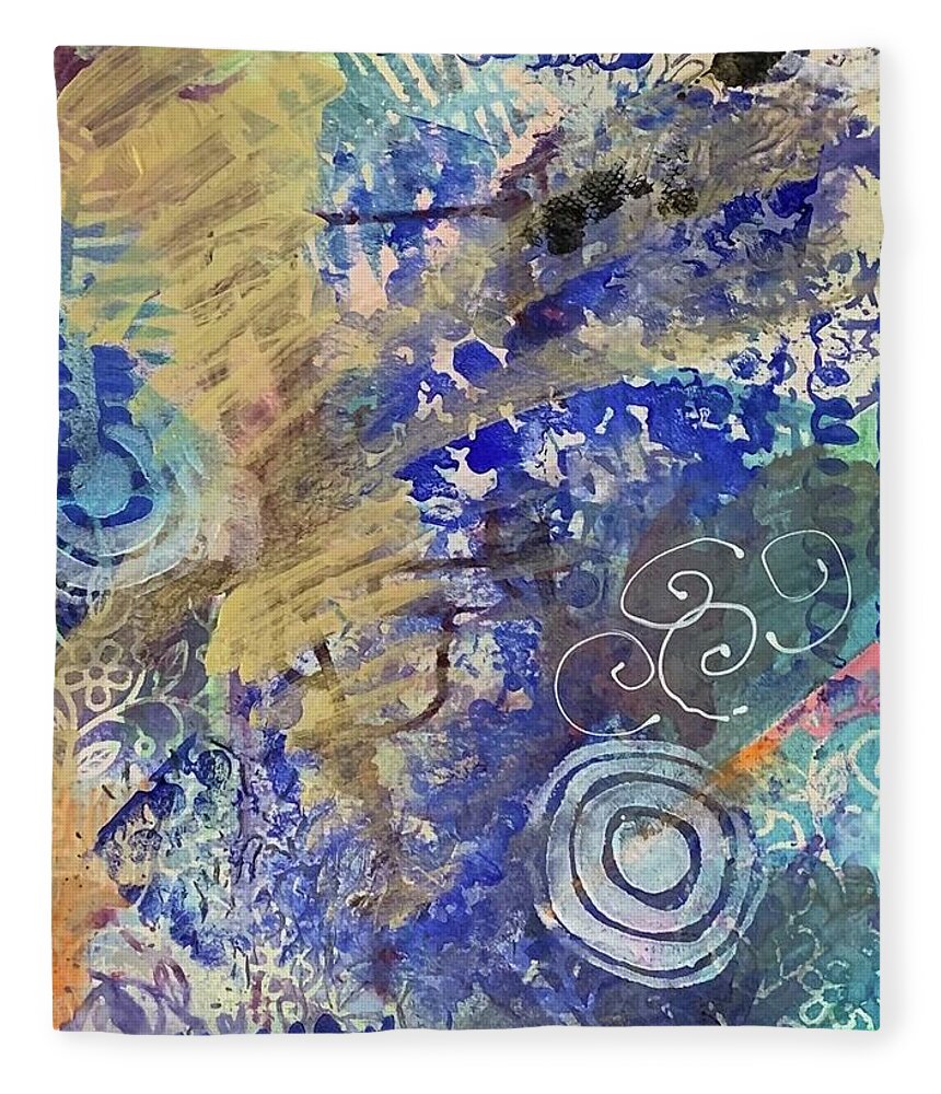 Abstract Fleece Blanket featuring the painting Playful by Laura Jaffe