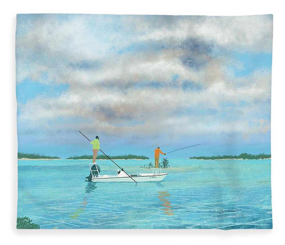 Bahamas Fleece Blanket featuring the digital art Pocket Island Paradise by Kevin Putman