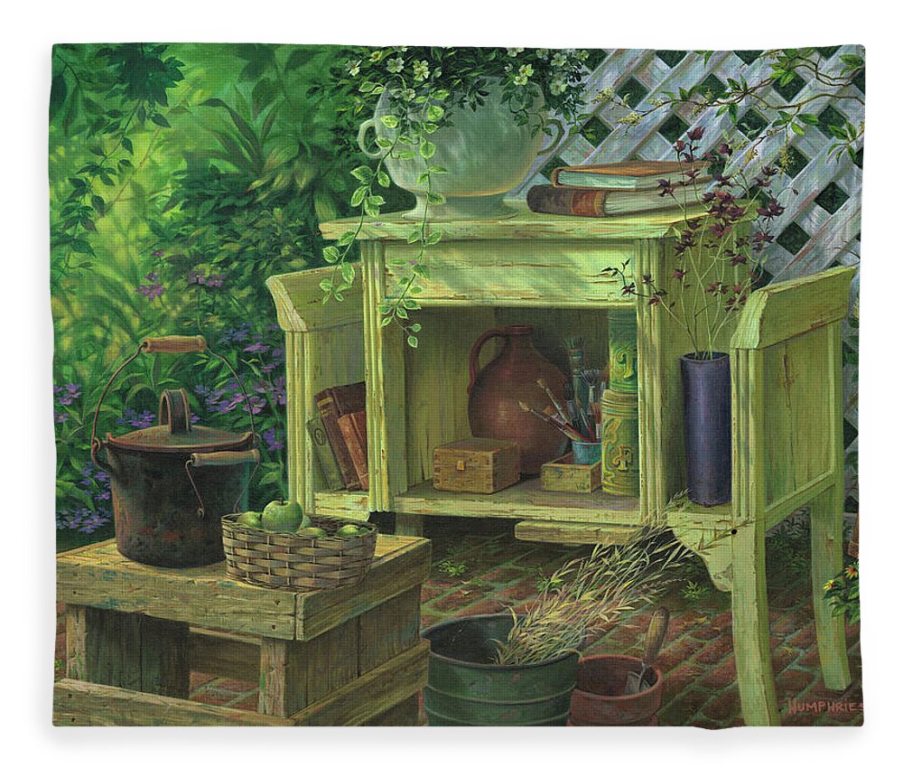Michael Humphries Fleece Blanket featuring the painting Poetic Gardens by Michael Humphries