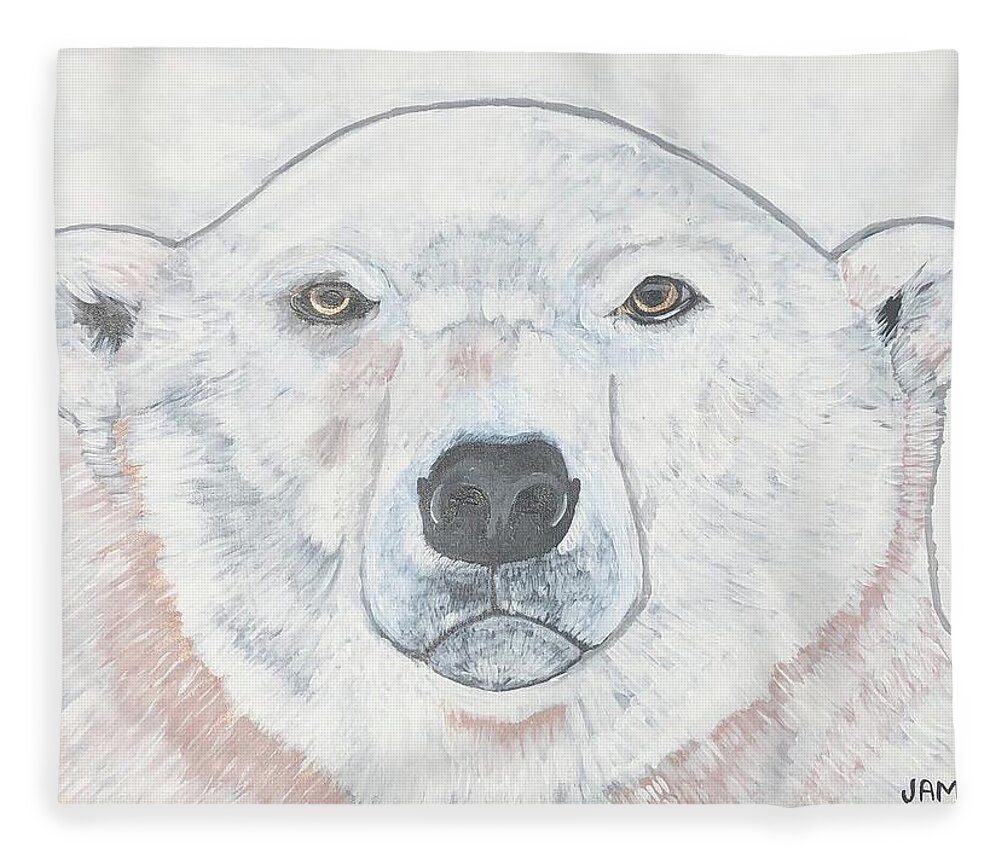  Fleece Blanket featuring the painting Polar Bear by Jam Art