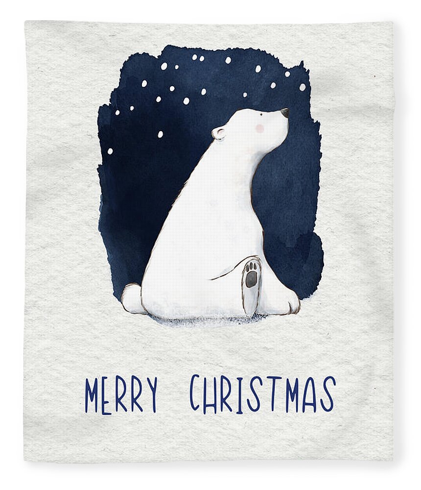 Polar Bear Fleece Blanket featuring the painting Polar Bear by Modern Art