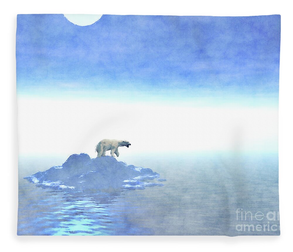Polar Bear Fleece Blanket featuring the digital art Polar Bear On Iceberg by Phil Perkins