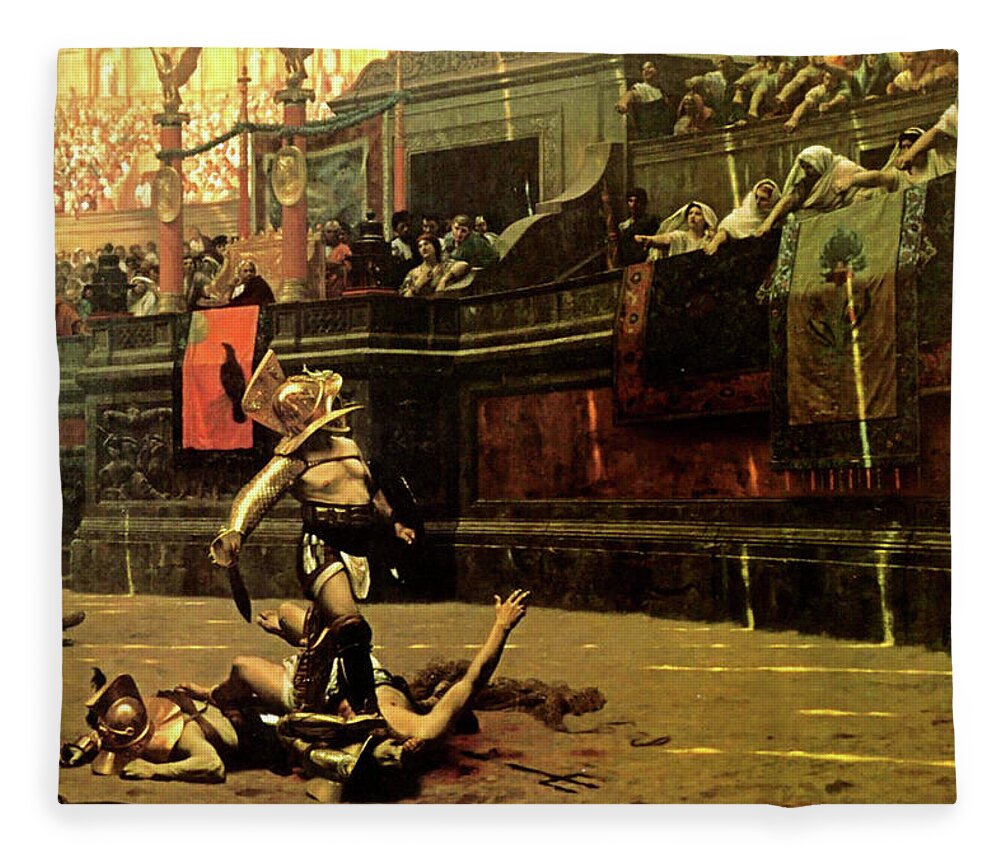 Pollice Verso Fleece Blanket featuring the painting Pollice Verso by Jean Leon Gerome